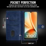 Shock Proof Flip Cover Back Case for Vivo Y100 5G | Magnetic Wallet Leather Case with Stand - Image 4