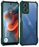 kelpuj Thermoplastic Polyurethane Shock Proof Clear Protective Back Case for Motorola Moto G34 5G-Airedge Technology|360 Degree Camera Protection|Transparent Hybrid Back Case Mobile Cover-Green - Image 4