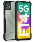 kelpuj Shock Proof Clear Protective Back Case for Samsung Galaxy F14 5G - AirEDGE Technology | 360 Degree Camera Protection | Transparent Hybrid Back Case Mobile Cover - Earthy Black - Image 2