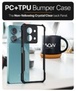 Shock Proof Clear Protective Back Case for Poco X6 Neo 5G - AirEDGE Technology | 360 Degree Camera Protection | Transparent Hybrid Back Case Mobile Cover - Black - Image 4