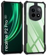 TPU+PC Shock Proof Clear Protective Back Case for Realme P2 Pro 5G - Airedge Technology | 360 Degree Camera Protection | Transparent Hybrid Back Case Mobile Cover - Black - Image 2
