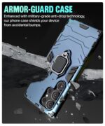 Shock Proof Back Case Mobile Cover for Samsung Galaxy S22 Ultra 5G | Back Cover Case (Tough Armor | Hybrid PC + TPU | Ring Holder & in-Built Kickstand | Blue) - Image 4