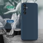 Ultra Slim Soft Rubberised Back Cover Case for Samsung Galaxy A25 5G | Inner Velvet Fabric Lining | Matte Silicone Flexible Camera Protection Back Cover - Blue - Image 4