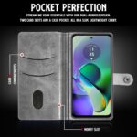 Shock Proof Flip Cover Back Case for Motorola Moto G54 5G | Magnetic Wallet Leather Case with Stand - Image 6