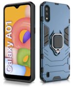 Shock Proof Back Case Mobile Cover for Samsung Galaxy M01 | A01 | Back Cover Case (Tough Armor | Hybrid PC + TPU | Ring Holder & in-Built Kickstand | Blue) - Image 2