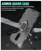 Shock Proof Back Case Mobile Cover for Oneplus 7 | 6T (Armor | Hybrid PC + TPU | Full Protection with Ring Holder Kickstand | Carbon Black) - Image 4