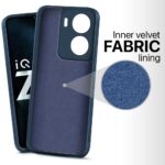 Slim Ultra Soft Rubberised Back Cover for iQOO Z7 5G | iQOO Z7s 5G | Inner Velvet Fabric Lining | Matte Silicone Flexible Camera Protection Back Case - Blue - Image 3