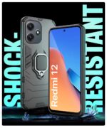 Shock Proof Back Case Mobile Cover for Mi Redmi 12 5G | Redmi 12 4G | Poco M6 Pro 5G (Tough Armor | Hybrid PC + TPU | Full Protection with Ring Holder & in-Built Kickstand | Black) - Image 6