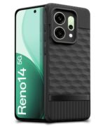 Back Cover for Oppo Reno 14 5G with Hexa Cube Design (Black) - Image 2