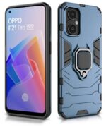 Shock Proof Back Case Mobile Cover for Oppo F21 Pro 5G | Back Cover Case (Tough Armor | Hybrid PC + TPU | Ring Holder & in-Built Kickstand | Blue) - Image 2