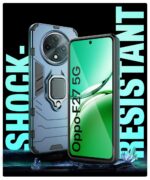 Shock Proof Back Case Mobile Cover for Oppo F27 5G | Back Cover Case (Tough Armor | Hybrid PC + TPU | Ring Holder & in-Built Kickstand | Blue) - Image 6