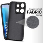 Slim Ultra Soft Rubberised Back Cover for Infinix Smart 7 | Inner Velvet Fabric Lining | Matte Silicone Flexible Camera Protection Back Case - Black - Image 2