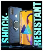 Shock Proof Back Case Mobile Cover for Samsung Galaxy M21 | M30s | M21 2021 Edition | Back Cover Case (Tough Armor | Hybrid PC + TPU | Ring Holder & in-Built Kickstand | Blue) - Image 4