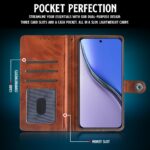 Shock Proof Flip Cover Back Case for Realme P3 Ultra 5G | Magnetic Wallet Leather Case with Stand - Image 3