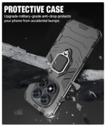 Shock Proof Back Case Mobile Cover for Redmi Note 14 Pro 5G | Poco X7 5G | Back Cover Case (Tough Armor | Hybrid PC + TPU | Ring Holder & in-Built Kickstand | Black) - Image 5