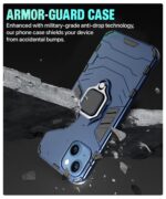 Shock Proof Back Case Mobile Cover for Apple iPhone 14 | Back Cover Case (Tough Armor | Hybrid PC + TPU | Ring Holder & in-Built Kickstand | Blue) - Image 6