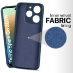 Back Cover for Tecno Spark Go 2024 | Tecno Pop 8 | Spark 20 | Ultra Slim Soft Rubberised Case | Inner Velvet Fabric Lining | Matte Silicone Flexible Mobile Case | Camera Protection - Blue - Image 2