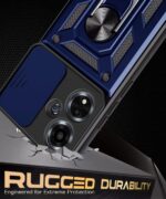 Tough Armor Bumper Mobile Back Case for Oppo A59 5G | Sliding Camera Shield Cover | Shock Proof 360? Protection | Hybrid PC + TPU | Ring Holder with Kickstand ? Blue - Image 6