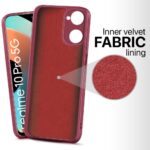 Slim Ultra Soft Rubberised Back Cover for Realme 10 Pro 5G | Inner Velvet Fabric Lining | Matte Silicone Flexible Camera Protection Back Case - Red - Image 3