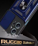 Tough Armor Bumper Mobile Back Case for Redmi Note 12 4G | Sliding Camera Shield Cover | Shock Proof 360? Protection | Hybrid PC + TPU | Ring Holder with Kickstand ? Blue - Image 4