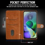 Shock Proof Flip Cover Back Case for Motorola Moto G54 5G | Magnetic Wallet Leather Case with Stand - Image 6