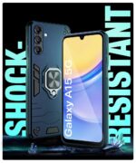 Shock Proof Back Case Mobile Cover for Samsung Galaxy A15 5G | Back Cover Case (Tough Armor | Hybrid PC + TPU | Ring Holder & in-Built Kickstand | Blue) - Image 6