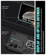 Shock Proof Back Case Mobile Cover for Vivo V29 | V29 Pro 5G | Back Cover Case (Tough Armor | Hybrid PC + TPU | Ring Holder & in-Built Kickstand | Black) - Image 5