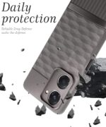 Back Cover for iQOO Z9 Lite | Vivo T3 Lite 5G | Y18t | Y18 | Y18e | Y03 | Y28s | Y37 with Hexa Cube Design | Inner Velvet Fabric | Matte Silicone Flexible Case | Camera Protection - Grey - Image 6