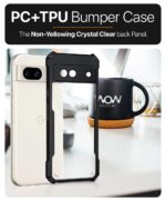 Shock Proof Clear Protective Back Case for Google Pixel 8a - AirEDGE Technology | 360 Degree Camera Protection | Transparent Hybrid Back Case Mobile Cover - Black - Image 5