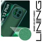 Back Cover for Realme 13 Plus 5G | Realme P1 Speed 5G | Ultra Slim Soft Rubberised Case | Inner Velvet Fabric Lining | Matte Silicone Flexible Mobile Case | Camera Protection - Green - Image 3