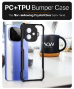 Shock Proof Clear Protective Back Case for IQOO Neo 10R - AirEDGE Technology | 360 Degree Camera Protection | Transparent Hybrid Back Case Mobile Cover - Black - Image 4