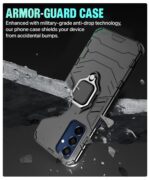 Shock Proof Back Case Mobile Cover for Samsung Galaxy M14 5G | Back Cover Case (Tough Armor | Hybrid PC + TPU | Ring Holder & in-Built Kickstand | Black) - Image 8