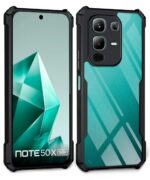 kelpuj Shock Proof Clear Protective Back Case for Infinix Note 50X 5G - AirEDGE Technology | 360 Degree Camera Protection | Transparent Hybrid Back Case Mobile Cover - Black - Image 2