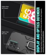 Shock Proof Back Case Mobile Cover for Samsung Galaxy M53 5G | Back Cover Case (Tough Armor | Hybrid PC + TPU | Ring Holder & in-Built Kickstand | Black) - Image 5