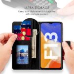 Shock Proof Flip Cover Back Case for Samsung Galaxy F13 | Magnetic Wallet Leather Case with Stand - Image 4