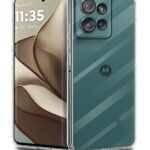 Transparent Back Cover Case Compatible with Motorola Moto Edge 50 5G Shockproof TPU Silicone Mobile Cover with Raised Bumps for Full Body & Camera Protection Clear/Transparent