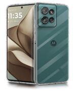 Transparent Back Cover Case Compatible with Motorola Moto Edge 50 5G Shockproof TPU Silicone Mobile Cover with Raised Bumps for Full Body & Camera Protection Clear/Transparent