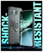 Shock Proof Back Case Mobile Cover for 1+ OnePlus Nord 4 5G | Back Cover Case (Tough Armor | Hybrid PC + TPU | Ring Holder & in-Built Kickstand | Black) - Image 6