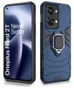 Shock Proof Back Case Mobile Cover for 1+ OnePlus Nord 2T 5G | Back Cover Case (Tough Armor | Hybrid PC + TPU | Ring Holder & in-Built Kickstand | Blue) - Image 2