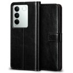 Shock Proof Flip Cover Back Case for Vivo V27 | Magnetic Wallet Leather Case with Stand - Image 2