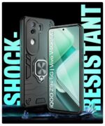 Shock Proof Back Case Mobile Cover for iQOO Z9s 5G | Vivo V40e 5G | Back Cover Case (Tough Armor | Hybrid PC + TPU | Ring Holder & in-Built Kickstand | Black) - Image 4