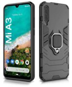 Shock Proof Back Case Mobile Cover for Xiaomi Mi A3 (Armor | Hybrid PC + TPU | Full Protection with Ring Holder Kickstand | Carbon Black) - Image 2