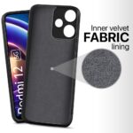 Back Cover for Mi Redmi 12 5G | Poco M6 Pro 5G | Ultra Slim Soft Rubberised Case | Inner Velvet Fabric Lining | Matte Silicone Flexible Mobile Case | Camera Protection - Black - Image 4