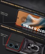 Tough Armor Bumper Mobile Back Case for Motorola Moto G34 5G | Moto G45 5G | Sliding Camera Shield Cover | Shockproof 360? Protection | Hybrid PC + TPU | Ring Holder with Kickstand ? Black - Image 8
