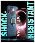 Shock Proof Back Case Mobile Cover for Vivo T3x 5G | Back Cover Case (Tough Armor | Hybrid PC + TPU | Ring Holder & in-Built Kickstand | Blue) - Image 6