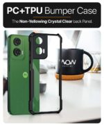 kelpuj Shock Proof Clear Protective Back Case for Motorola Moto G35 5G - AirEDGE Technology | 360 Degree Camera Protection | Transparent Hybrid Back Case Mobile Cover - Black - Image 8