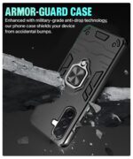 Shock Proof Back Case Mobile Cover for Samsung Galaxy A26 5G | Back Cover Case (Tough Armor | Hybrid PC + TPU | Ring Holder & in-Built Kickstand | Black) - Image 6
