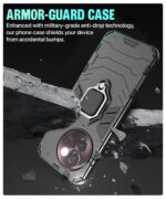 Shock Proof Back Case Mobile Cover for Vivo T3x 5G | Back Cover Case (Tough Armor | Hybrid PC + TPU | Ring Holder & in-Built Kickstand | Black) - Image 8