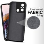 Slim Ultra Soft Rubberised Back Cover for Xiaomi Redmi 12C | Poco C55 | Inner Velvet Fabric Lining | Matte Silicone Flexible Camera Protection Back Case - Black - Image 2