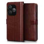 Shock Proof Flip Cover Back Case for Realme Gt 6T 5G | Magnetic Wallet Leather Case with Stand - Image 3